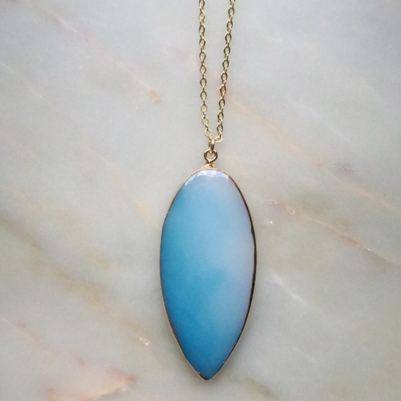 🌊 Sea Glass 18K Long Necklace - Picture 3 of 5